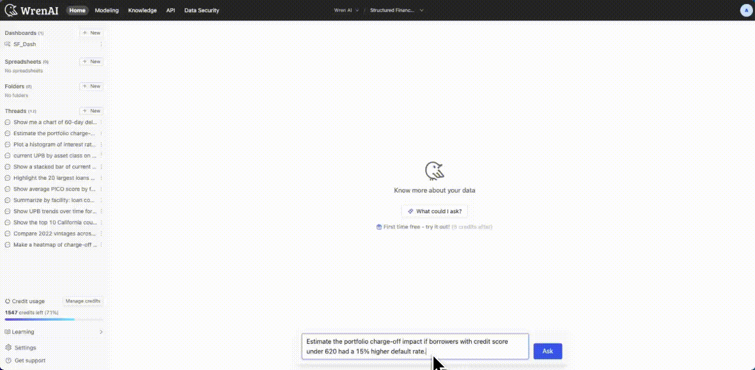 Asking questions and getting instant answers in Wren AI